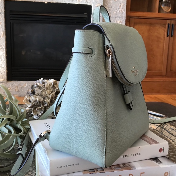 KATE SPADE MEDIUM FLAP PEBBLED LEATHER BACKPACK - Picture 6 of 15